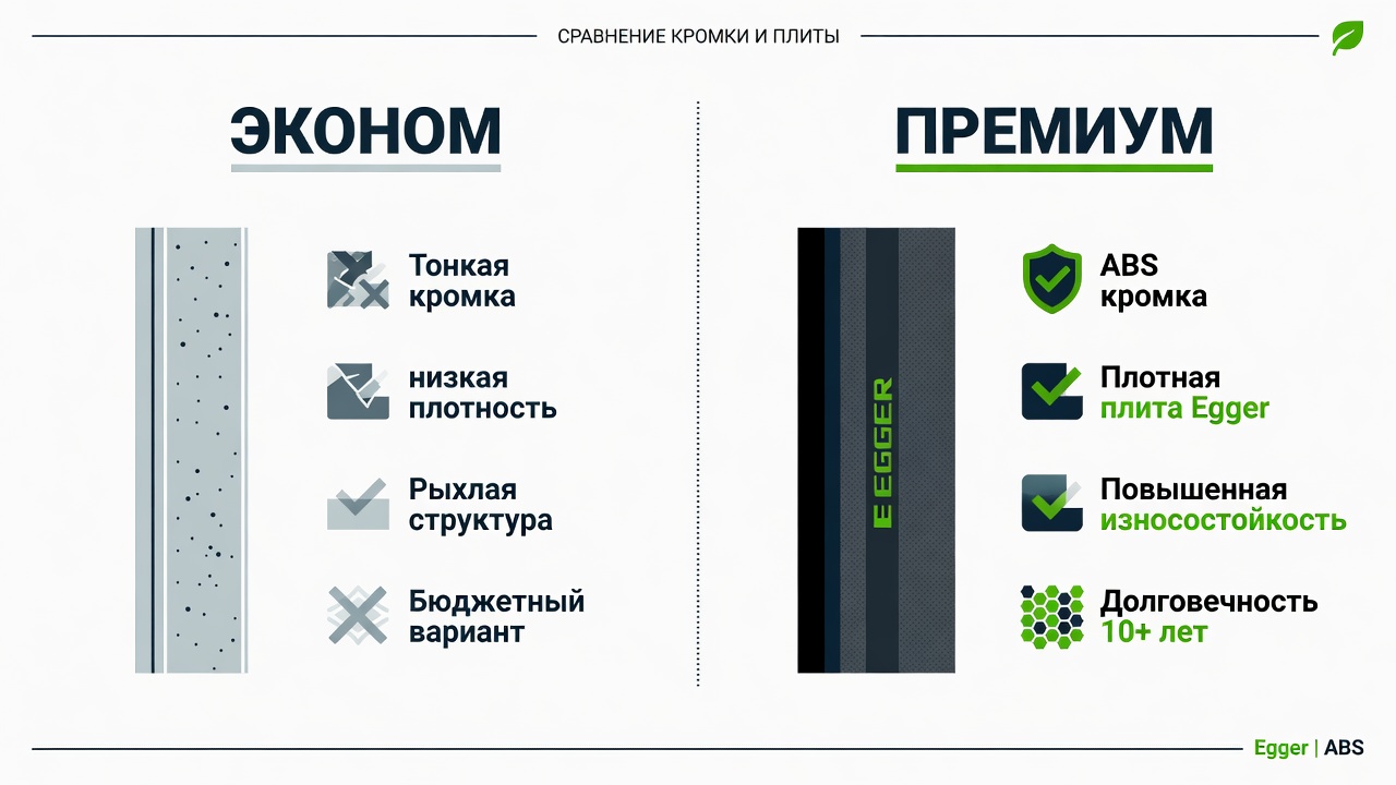Инфографика: сравнение эконом-класса и премиум материалов